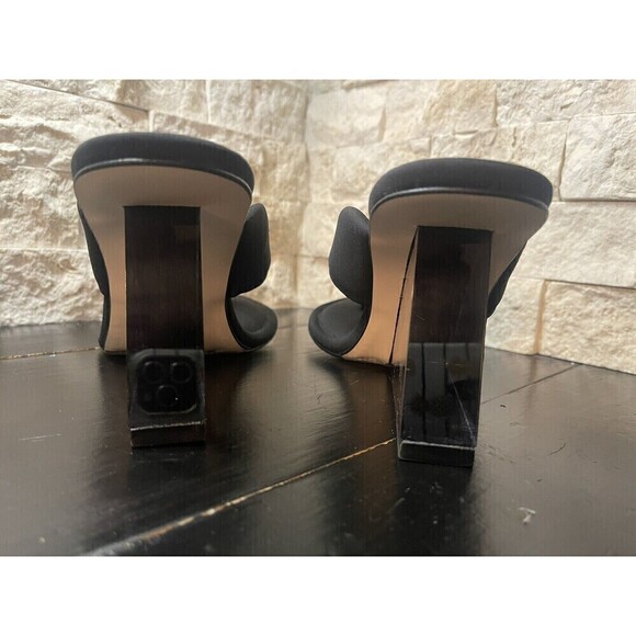 Good American Black Pointed Toe Black Wedge Transparent Heels Sz 10 - Picture 6 of 8